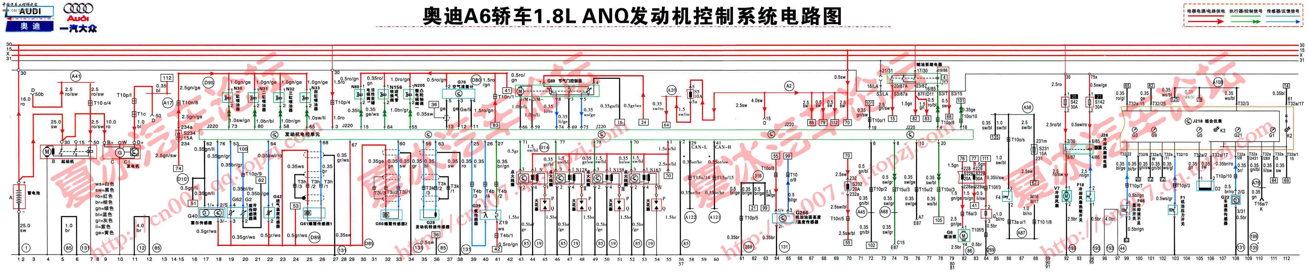 奥迪a6轿车1.8l_anq发动机控制系统电路图1