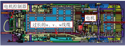 某车型前期不合理的电机系统布局图