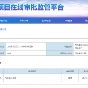 第六张新能源牌照花落“万向” 将年产5万辆增程式纯电动乘用车