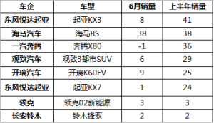 半年卖不出50辆，SUV销量谁最惨？